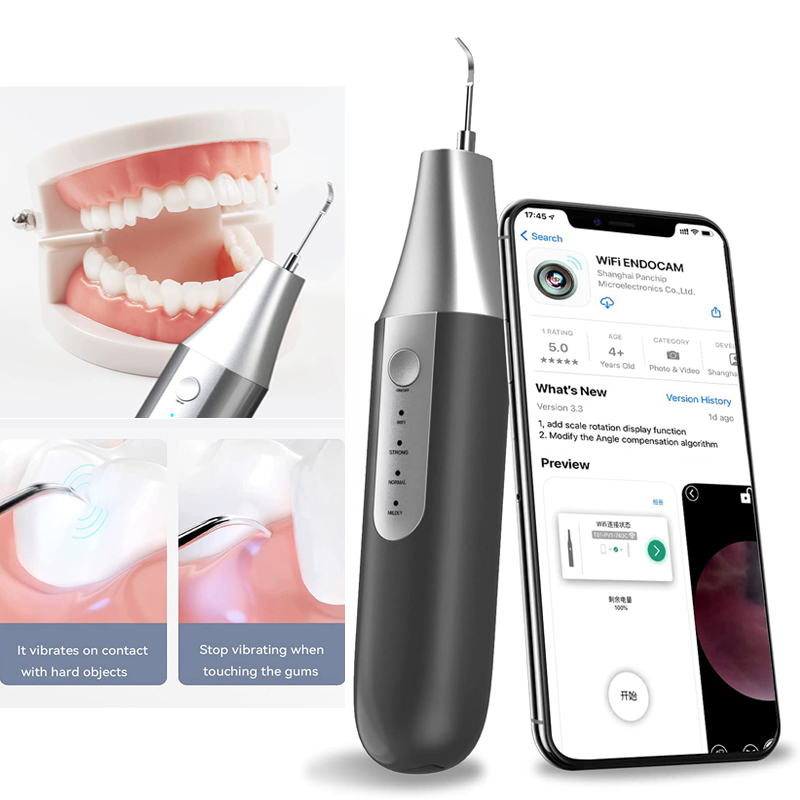 Linkitettävä WI FI Näkyvä ultraäänihampaanpuhdistin - Aikuisten hammaspuhdistuspakkaus hammasplakinpoisto, sovellus iPhonelle ja Androidille